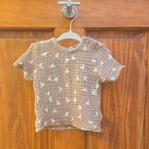 Neutral Taupe Baby Top 6-12m Makemake Organics
